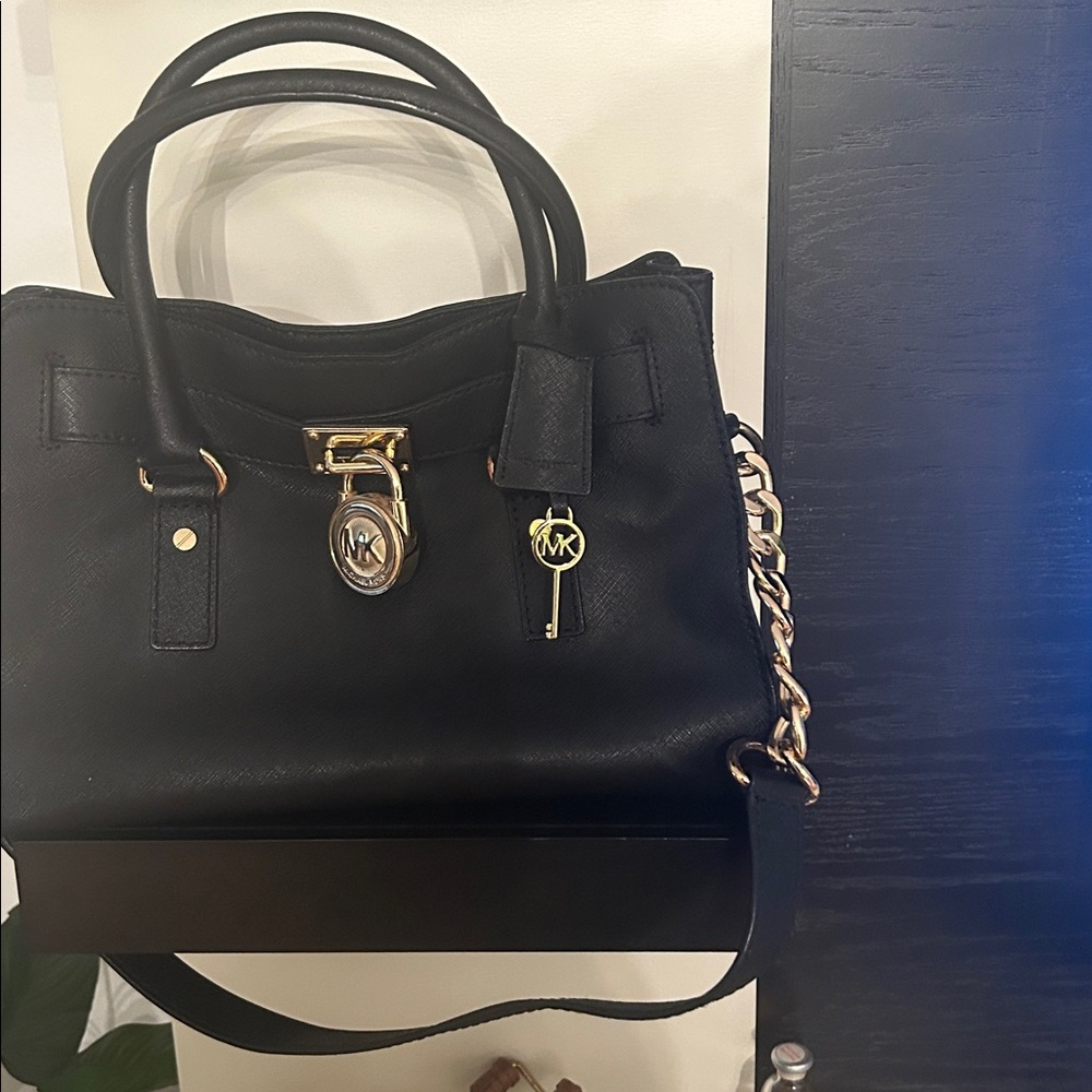 Michael Kors Black and Gold Satchel with Structured Design - Picture 5 of 8